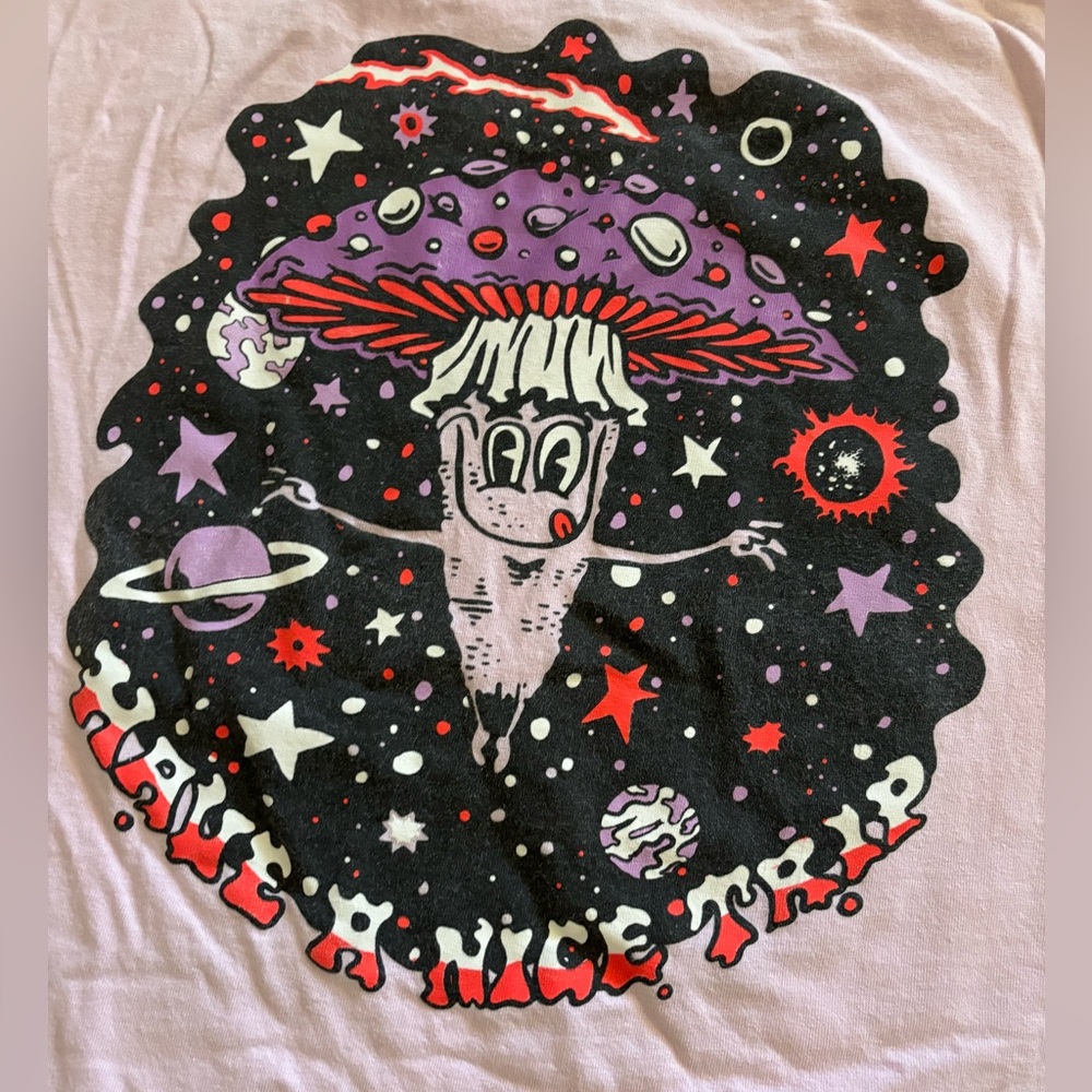 A-LAB Magic Mushroom Pink T-shirt "Have a Nice Trip", Sz XL